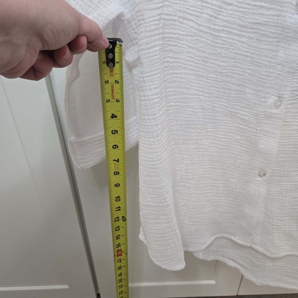 Tahiti White Cotton Gauze Button Up Shirt 1X Beach Cover Up‎ Coastal Resort - Picture 12 of 12